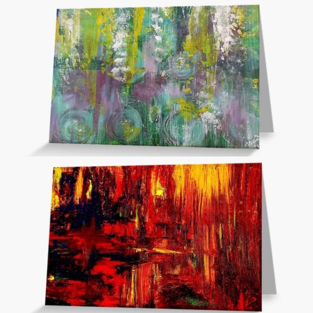 NWT - Abstract Art Cards and Envelope Sets (2), Artwork by Noora Elkoussy